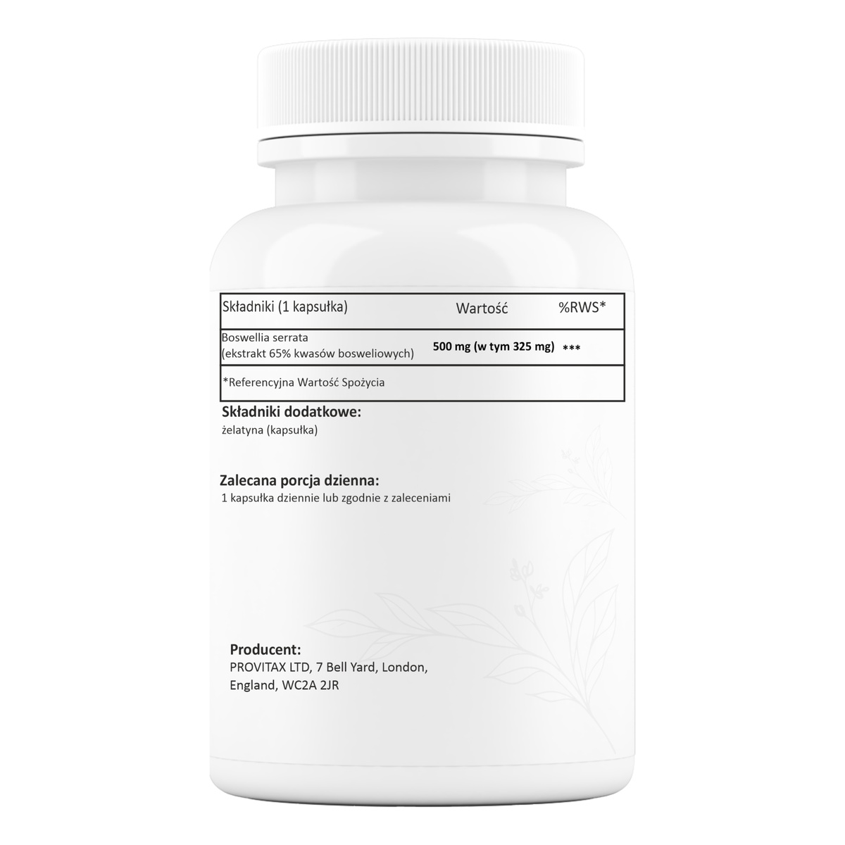 Boswelia 500 mg(w tym kwasy bosweliowe 325 mg) 60 kapsułek - obrazek 2